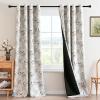 imageHVERSAILTEX Floral 100 Blackout Curtains 84 inch Length 2 Panels Printed Patterned Room Darkening Vintage Thermal Insulated Curtains for Living Room Grommet Curtain Drapes TealBlackPale AquaBlack