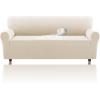imageHVERSAILTEX Jacquard Sofa Slipcover with Waterproof Seat Furniture Protector 1 Piece Stretch Sofa Covers with Elastic Bottom for Kids Pets DogSofa IvoryIvory
