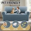 imageHVERSAILTEX Jacquard Sofa Slipcover with Waterproof Seat Furniture Protector 1 Piece Stretch Sofa Covers with Elastic Bottom for Kids Pets DogSofa IvoryStone Blue