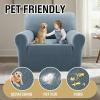 imageHVERSAILTEX Jacquard Sofa Slipcover with Waterproof Seat Furniture Protector 1 Piece Stretch Sofa Covers with Elastic Bottom for Kids Pets DogSofa IvoryStone Blue