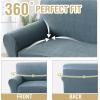 imageHVERSAILTEX Jacquard Sofa Slipcover with Waterproof Seat Furniture Protector 1 Piece Stretch Sofa Covers with Elastic Bottom for Kids Pets DogSofa IvoryStone Blue