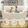 imageHVERSAILTEX Jacquard Sofa Slipcover with Waterproof Seat Furniture Protector 1 Piece Stretch Sofa Covers with Elastic Bottom for Kids Pets DogSofa IvoryIvory