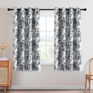 imageHVERSAILTEX Blackout Curtains 63 Inch Length 2 Panels Set Floral Print Drapes Farmhouse for Living Room Grommet Room Darkening Curtains Vintage Boho Window Treatment2 Panels NavyBlack
