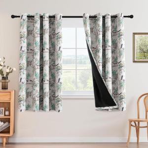 imageHVERSAILTEX Floral 100 Blackout Curtains 84 inch Length 2 Panels Printed Patterned Room Darkening Vintage Thermal Insulated Curtains for Living Room Grommet Curtain Drapes TealBlackTurquoiseBlack