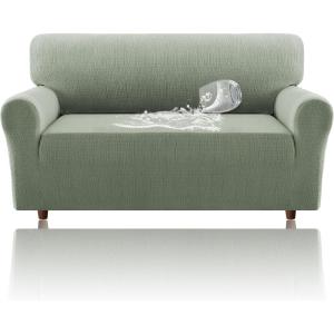 imageHVERSAILTEX Jacquard Sofa Slipcover with Waterproof Seat Furniture Protector 1 Piece Stretch Sofa Covers with Elastic Bottom for Kids Pets DogSofa IvorySea Grass