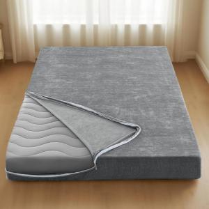 imageHVERSAILTEX Twin Size Armless Futon Mattress Covers for Traditional Japanese Futon Mattress Soft Chenille Couch Slipcovers Floor Mats Sofa Protector Zippered Sleeper Sofa CoverGreyGrey