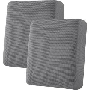 imageHVERSAILTEX Super Stretch Individual Seat Cushion Covers Sofa Couch Slipcover Sets Thick Jacquard Textured Twill Fabric 2 Piece Medium Covers Grey