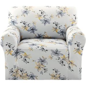 imageHVERSAILTEX Printed Chair Covers for Living Room Floral Pattern Sofa Slipcovers Stretch Couch Covers Washable Couch Protector for DogsGarden BlissBlueChairVintage Petalyellow