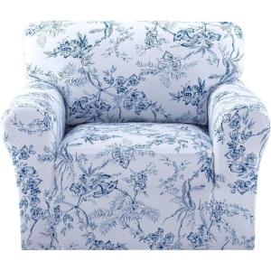 imageHVERSAILTEX Printed Chair Covers for Living Room Floral Pattern Sofa Slipcovers Stretch Couch Covers Washable Couch Protector for DogsGarden BlissBlueChairGarden Blissblue