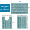 imageHVERSAILTEX 3 Piece Thick Striped Bath Rugs Set for Bathroom Non Slip Soft Absorbent Bath Mat for Tub Shower and Toilet17x2420x3220x24 UShaped IvoryAqua Haze
