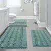 imageHVERSAILTEX 3 Piece Thick Striped Bath Rugs Set for Bathroom Non Slip Soft Absorbent Bath Mat for Tub Shower and Toilet17x2420x3220x24 UShaped IvoryEggshell Blue