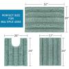 imageHVERSAILTEX 3 Piece Thick Striped Bath Rugs Set for Bathroom Non Slip Soft Absorbent Bath Mat for Tub Shower and Toilet17x2420x3220x24 UShaped IvoryEggshell Blue