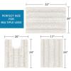 imageHVERSAILTEX 3 Piece Thick Striped Bath Rugs Set for Bathroom Non Slip Soft Absorbent Bath Mat for Tub Shower and Toilet17x2420x3220x24 UShaped IvoryIvory