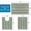 imageHVERSAILTEX 3 Piece Thick Striped Bath Rugs Set for Bathroom Non Slip Soft Absorbent Bath Mat for Tub Shower and Toilet17x2420x3220x24 UShaped IvorySage
