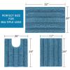 imageHVERSAILTEX 3 Piece Thick Striped Bath Rugs Set for Bathroom Non Slip Soft Absorbent Bath Mat for Tub Shower and Toilet17x2420x3220x24 UShaped IvoryTurquoise Blue