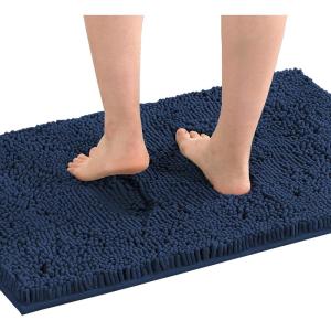 imageHVERSAILTEX Bath Mat Bath Rug for Bathroom Luxury Chenille Bathroom Rug Mat Extra Soft and Absorbent Microfiber Shaggy Rugs Non Slip Rug Quick Dry Bath Mat Washable 17 x 24 Inches NavyNavy