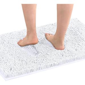 imageHVERSAILTEX Bath Mat Bath Rug for Bathroom Luxury Chenille Bathroom Rug Mat Extra Soft and Absorbent Microfiber Shaggy Rugs Non Slip Rug Quick Dry Bath Mat Washable 17 x 24 Inches NavyWhite