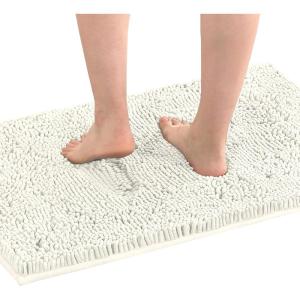 imageHVERSAILTEX Bath Mat Bath Rug for Bathroom Luxury Chenille Bathroom Rug Mat Extra Soft and Absorbent Microfiber Shaggy Rugs Non Slip Rug Quick Dry Bath Mat Washable 17 x 24 Inches NavyIvory