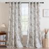 imageHVERSAILTEX Linen Blend Curtains for Living Room Printed Floral Curtain Grommet Farmhouse Flower Patterned Drapes Window Treatment Panels Set of 2 Panels 52quot W x 96quot L French Vintage Floral  NavyIberra Sesame  Taupe