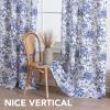 imageHVERSAILTEX Linen Blend Curtains for Living Room Printed Floral Curtain Grommet Farmhouse Flower Patterned Drapes Window Treatment Panels Set of 2 Panels 52quot W x 96quot L French Vintage Floral  NavyIberra Sesame  Blue