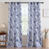 imageHVERSAILTEX Linen Blend Curtains for Living Room Printed Floral Curtain Grommet Farmhouse Flower Patterned Drapes Window Treatment Panels Set of 2 Panels 52quot W x 96quot L French Vintage Floral  NavyIberra Sesame  Blue