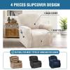 imageHVERSAILTEX Velvet Stretch Recliner Couch Covers 4Pieces Style Recliner Chair Covers Recliner Cover for Reclining Chair Slipcovers Feature Non Slip Form Fitted Thick Soft Washable French OakPorcelain