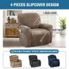 imageHVERSAILTEX Velvet Stretch Recliner Couch Covers 4Pieces Style Recliner Chair Covers Recliner Cover for Reclining Chair Slipcovers Feature Non Slip Form Fitted Thick Soft Washable French OakMocha