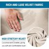 imageHVERSAILTEX Velvet Stretch Recliner Couch Covers 4Pieces Style Recliner Chair Covers Recliner Cover for Reclining Chair Slipcovers Feature Non Slip Form Fitted Thick Soft Washable French OakPorcelain