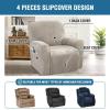 imageHVERSAILTEX Velvet Stretch Recliner Couch Covers 4Pieces Style Recliner Chair Covers Recliner Cover for Reclining Chair Slipcovers Feature Non Slip Form Fitted Thick Soft Washable French OakFrench Oak