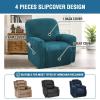 imageHVERSAILTEX Velvet Stretch Recliner Couch Covers 4Pieces Style Recliner Chair Covers Recliner Cover for Reclining Chair Slipcovers Feature Non Slip Form Fitted Thick Soft Washable French OakDeep Teal