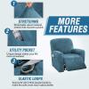 imageHVERSAILTEX Velvet Stretch Recliner Couch Covers 4Pieces Style Recliner Chair Covers Recliner Cover for Reclining Chair Slipcovers Feature Non Slip Form Fitted Thick Soft Washable French OakPeacock Blue