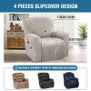 imageHVERSAILTEX Velvet Stretch Recliner Couch Covers 4Pieces Style Recliner Chair Covers Recliner Cover for Reclining Chair Slipcovers Feature Non Slip Form Fitted Thick Soft Washable French OakOatmeal