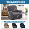 imageHVERSAILTEX Velvet Stretch Recliner Couch Covers 4Pieces Style Recliner Chair Covers Recliner Cover for Reclining Chair Slipcovers Feature Non Slip Form Fitted Thick Soft Washable French OakGrey