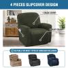 imageHVERSAILTEX Velvet Stretch Recliner Couch Covers 4Pieces Style Recliner Chair Covers Recliner Cover for Reclining Chair Slipcovers Feature Non Slip Form Fitted Thick Soft Washable French OakOlive