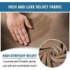 imageHVERSAILTEX Velvet Stretch Recliner Couch Covers 4Pieces Style Recliner Chair Covers Recliner Cover for Reclining Chair Slipcovers Feature Non Slip Form Fitted Thick Soft Washable French OakCamel