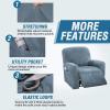 imageHVERSAILTEX Velvet Stretch Recliner Couch Covers 4Pieces Style Recliner Chair Covers Recliner Cover for Reclining Chair Slipcovers Feature Non Slip Form Fitted Thick Soft Washable French OakStone Blue