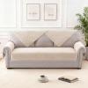 imageHVERSAILTEX Waterproof Couch Cover Plush Sofa Cover with Strap Soft Anti Slip Sofa Slipcovers for 4 Cushion Sofa Couch Protector Cover for Dogs Cats Kids36x96BeigeBeige