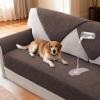 imageHVERSAILTEX Waterproof Couch Cover Plush Sofa Cover with Strap Soft Anti Slip Sofa Slipcovers for 4 Cushion Sofa Couch Protector Cover for Dogs Cats Kids36x96BeigeBrown