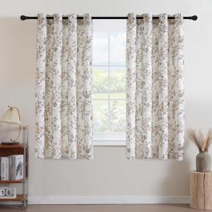 imageHVERSAILTEX Linen Blend Curtains for Living Room Printed Floral Curtain Grommet Farmhouse Flower Patterned Drapes Window Treatment Panels Set of 2 Panels 52quot W x 96quot L French Vintage Floral  NavyRetro Floral  Brown