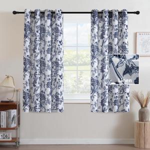imageHVERSAILTEX Linen Blend Curtains for Living Room Printed Floral Curtain Grommet Farmhouse Flower Patterned Drapes Window Treatment Panels Set of 2 Panels 52quot W x 96quot L French Vintage Floral  NavyFrench Vintage Floral  Navy