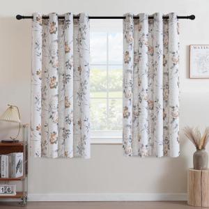 imageHVERSAILTEX Linen Blend Curtains for Living Room Printed Floral Curtain Grommet Farmhouse Flower Patterned Drapes Window Treatment Panels Set of 2 Panels 52quot W x 96quot L French Vintage Floral  NavyBelinna Floral  Orange