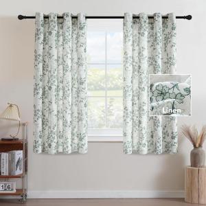 imageHVERSAILTEX Linen Blend Curtains for Living Room Printed Floral Curtain Grommet Farmhouse Flower Patterned Drapes Window Treatment Panels Set of 2 Panels 52quot W x 96quot L French Vintage Floral  NavyRetro Floral  Sage