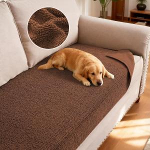 imageHVERSAILTEX Non Slip Pet Couch Cover Chenille Dog Bed Protector Thick Soft Sofa Slipcover Pet Friendly Washable Couch Cushion Covers for Pets 68quot x 82quot TaupeCaramel