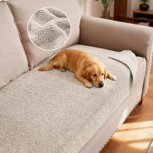 imageHVERSAILTEX Non Slip Pet Couch Cover Chenille Dog Bed Protector Thick Soft Sofa Slipcover Pet Friendly Washable Couch Cushion Covers for Pets 68quot x 82quot TaupeOatmeal