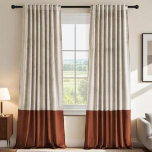 imageHVERSAILTEX Velvet Patchwork Curtains Thermal Insulated Soundproof Room Darkening Drapes Rod Pocket Window Treatment Panels for Living Room Bedroom2 PanelsBrownMustard52quot W x 84quot LOatmealRust
