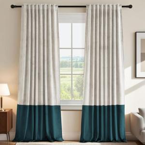 imageHVERSAILTEX Velvet Patchwork Curtains Thermal Insulated Soundproof Room Darkening Drapes Rod Pocket Window Treatment Panels for Living Room Bedroom2 PanelsBrownMustard52quot W x 84quot LOff WhiteTeal