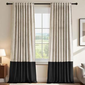 imageHVERSAILTEX Velvet Patchwork Curtains Thermal Insulated Soundproof Room Darkening Drapes Rod Pocket Window Treatment Panels for Living Room Bedroom2 PanelsBrownMustard52quot W x 84quot LOatmealBlack