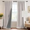 imageHVERSAILTEX 100 Blackout Curtains Back Tab Full Light Blocking Curtain Draperies with Gray Coating Thermal Insulated Window Treatment Set of 2 Panels 52quot W x 84quot L SageIvory