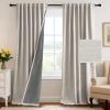 imageHVERSAILTEX 100 Blackout Curtains Back Tab Full Light Blocking Curtain Draperies with Gray Coating Thermal Insulated Window Treatment Set of 2 Panels 52quot W x 84quot L SageNatural