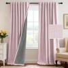 imageHVERSAILTEX 100 Blackout Curtains Back Tab Full Light Blocking Curtain Draperies with Gray Coating Thermal Insulated Window Treatment Set of 2 Panels 52quot W x 84quot L SageBaby Pink